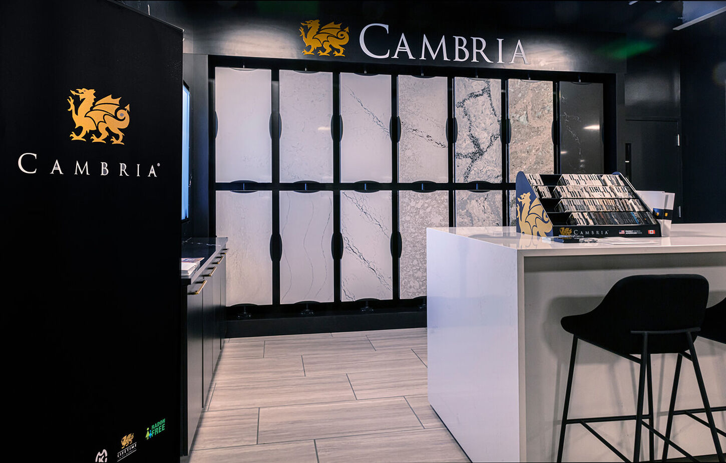 In-store Cambria display at NFM in Omaha, Nebraska