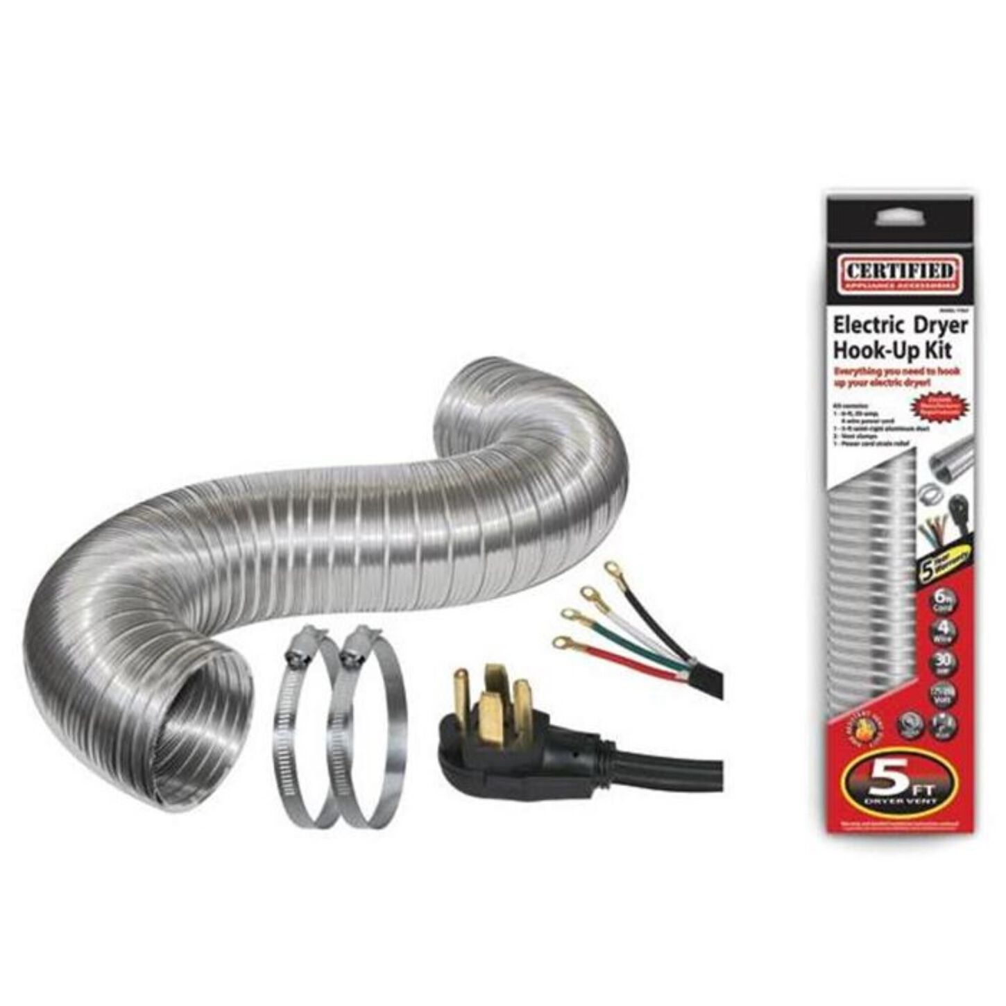 Electric Dryer Duct Kit with 4-Wire 30-Amp 6ft Cord