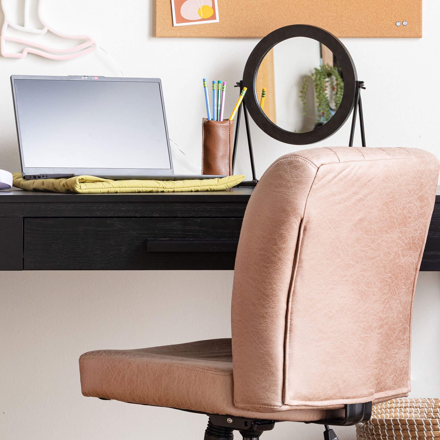 Laptop on desk space