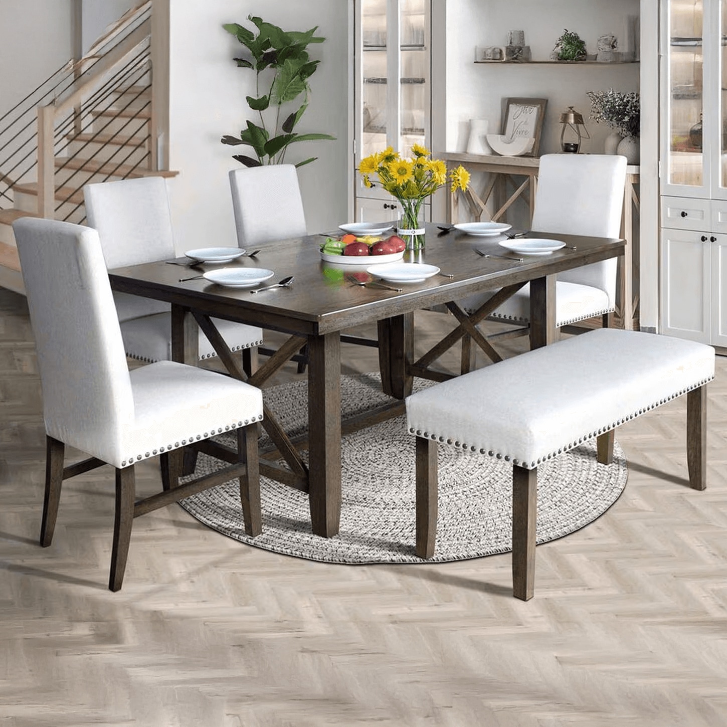 New Heritage Julius 6 Piece Dining Set in Walnut Brown
