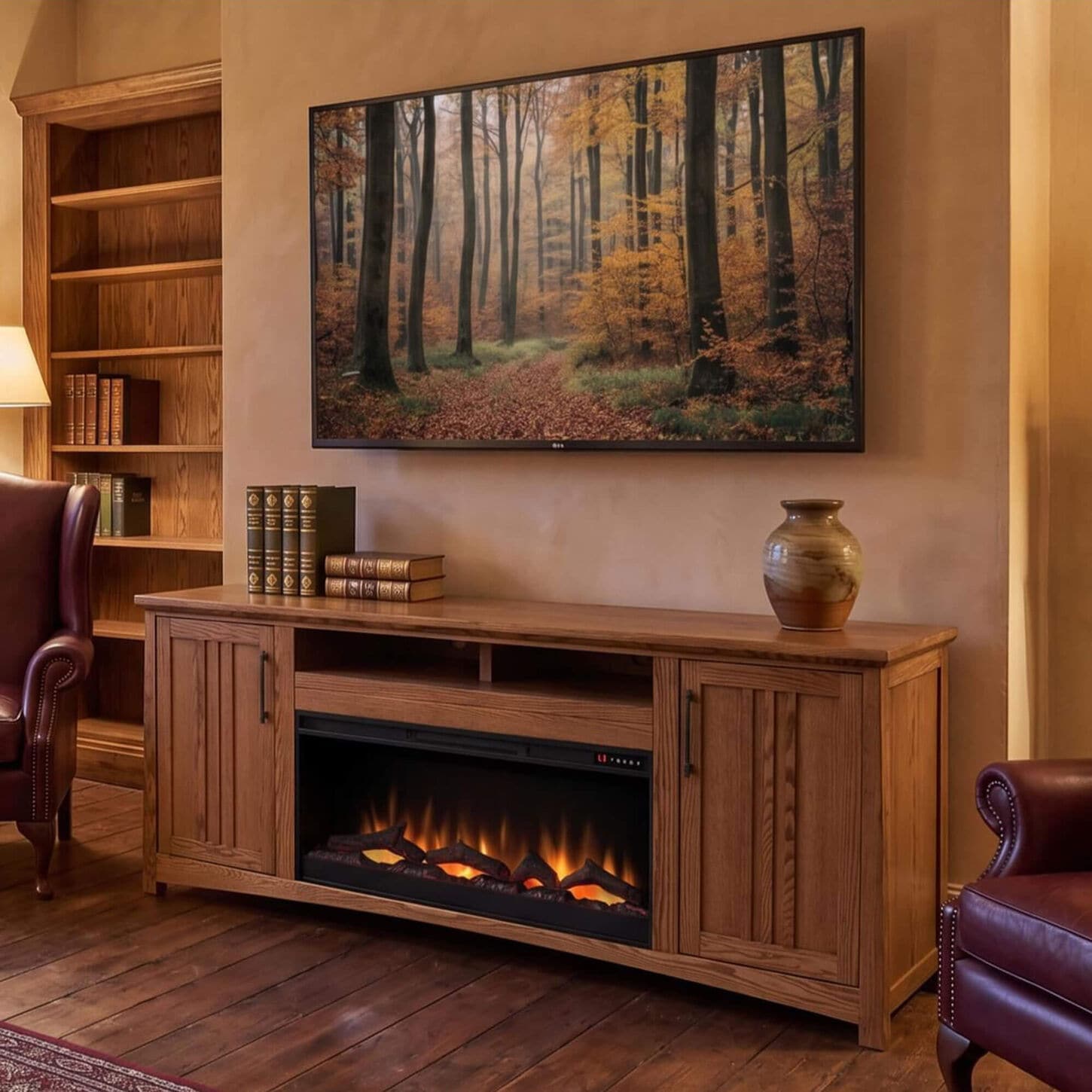 Tv stand with fireplace