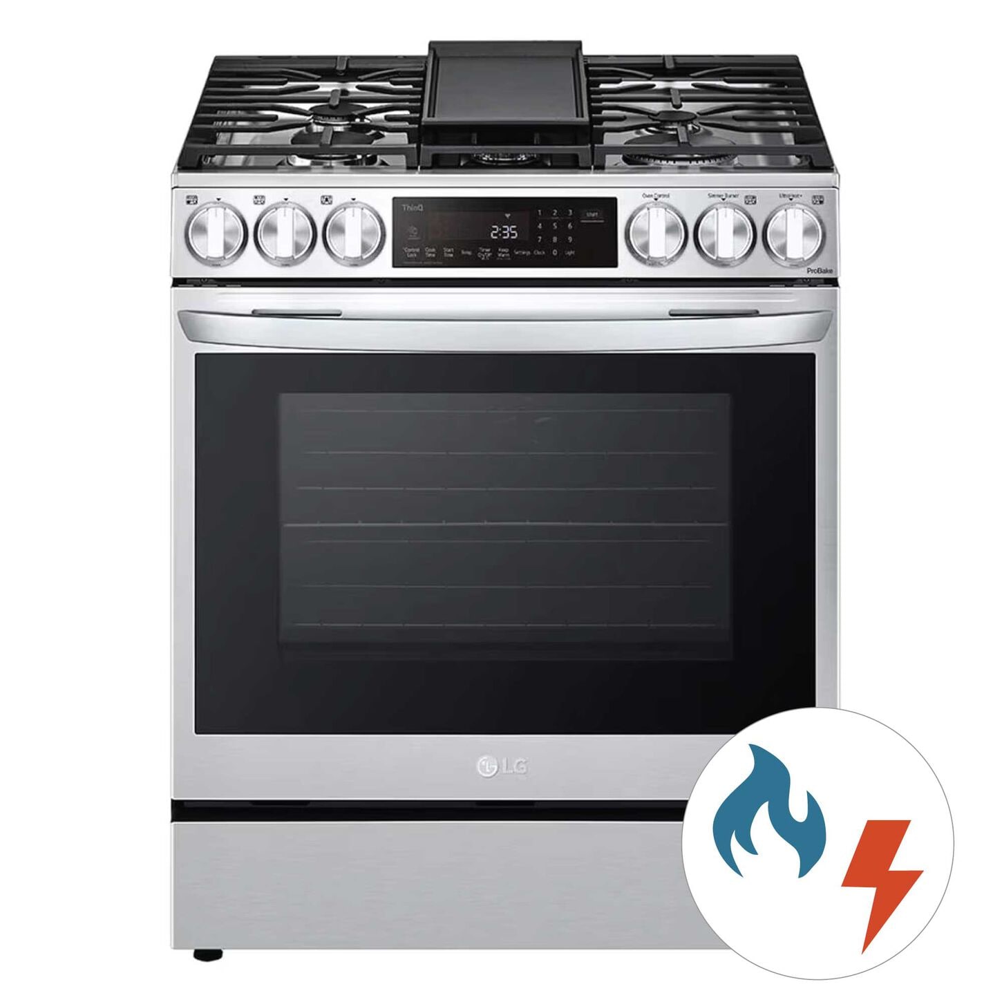 LG Dual fuel range in stainless steel