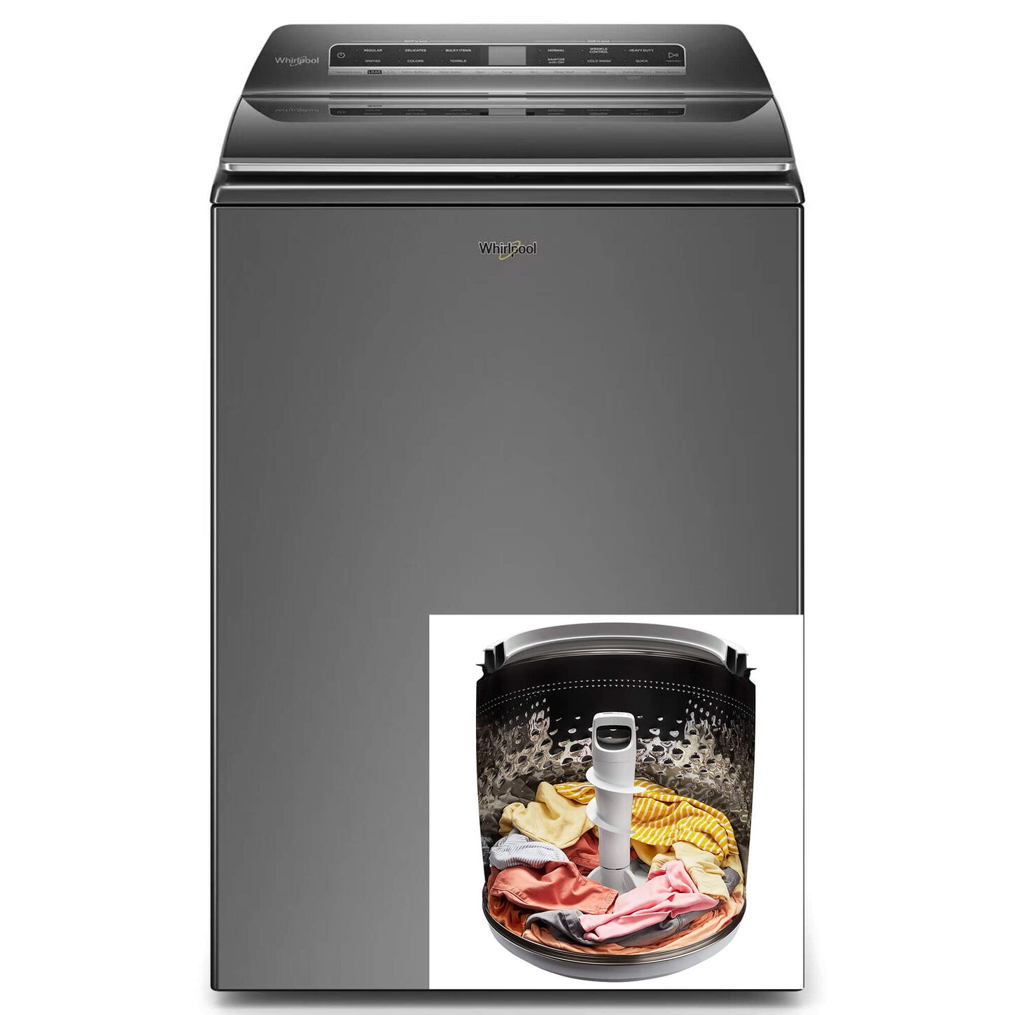 Whirlpool 5.3 Cu. Ft. Top Load Washer with 2-in-1 Removable Agitator in Chrome Shadow