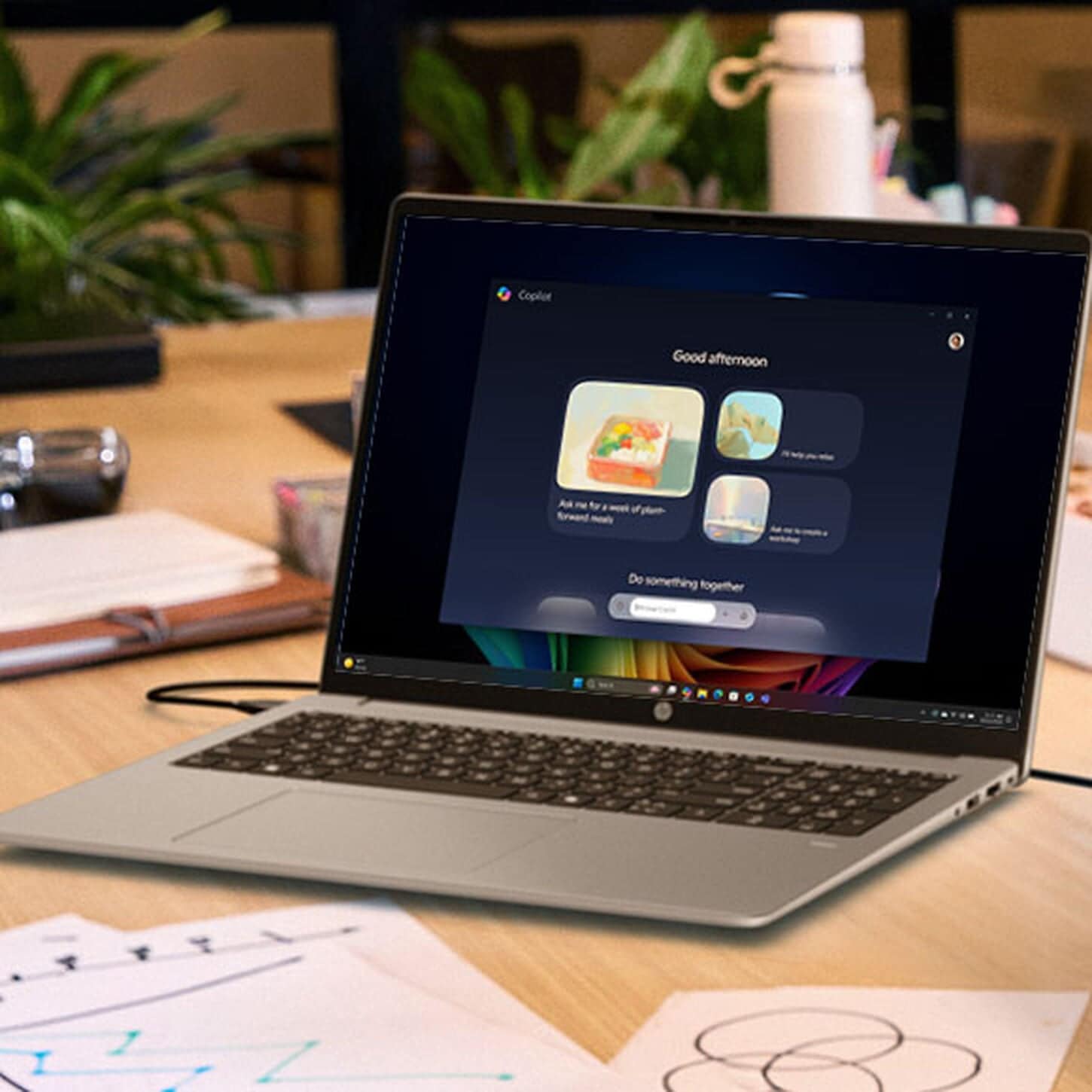 Hp laptop on table