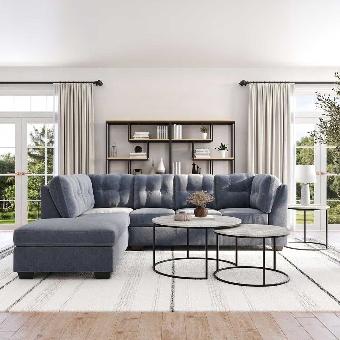 Ashley 5-Piece Living Room Set in Denim