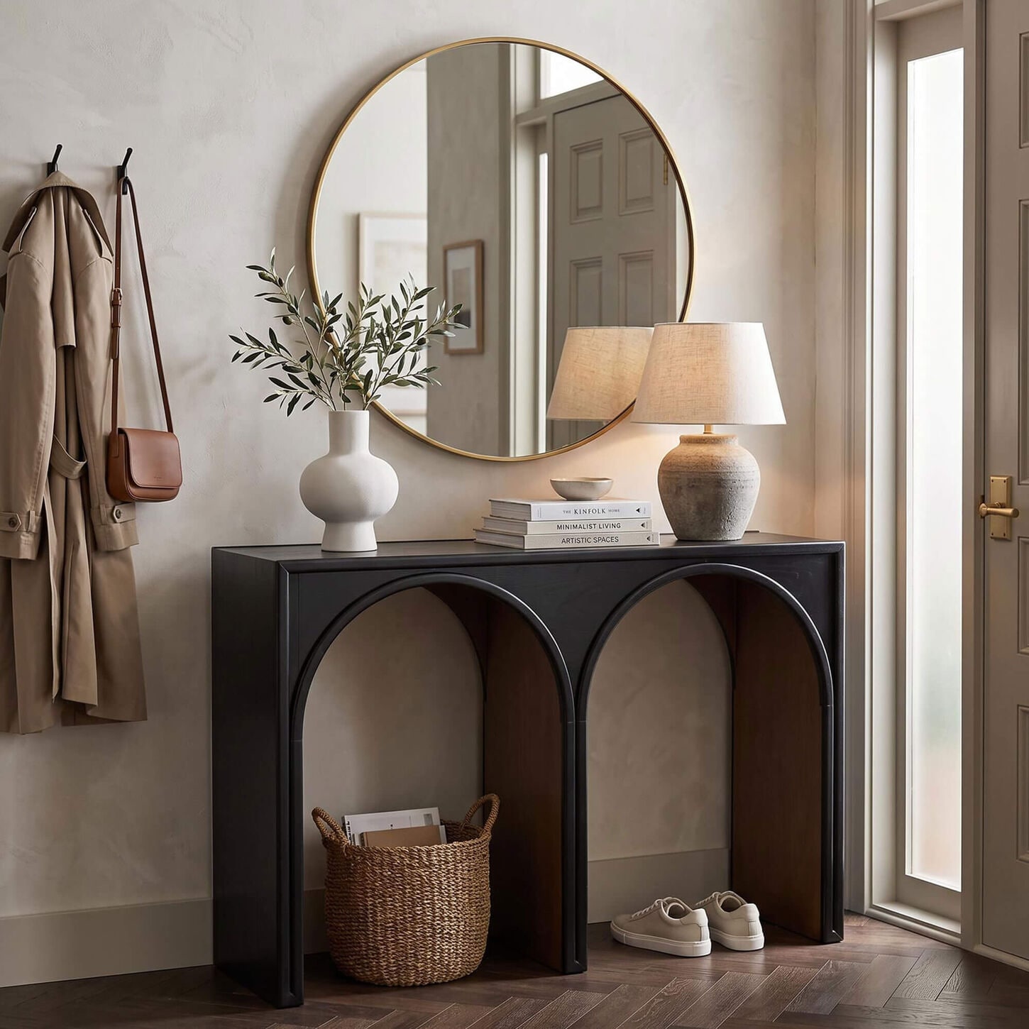 Santa Fe Rustic Aquilla 2-Arch Console in Black