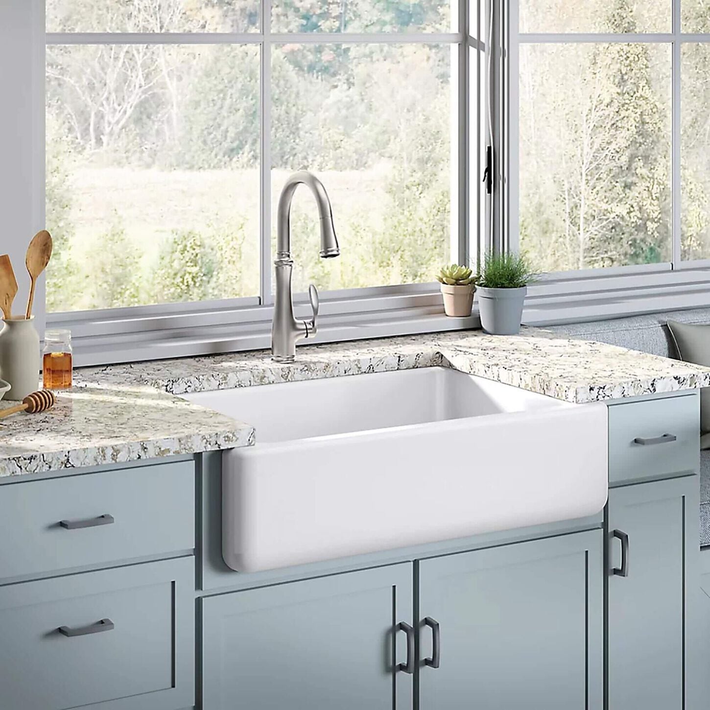 Kohler Whitehaven 33" Undermount Single-Bowl Farmhouse Kitchen Sinks in White