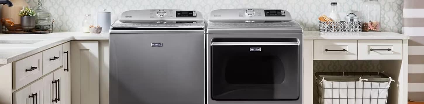 Maytag Top Load Washer and Dryer in Grey