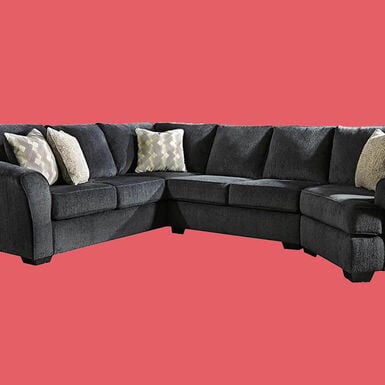 Signature Design by Ashley Eltmann 3-Piece Stationary Right Facing U-Shaped Sectional in Gray