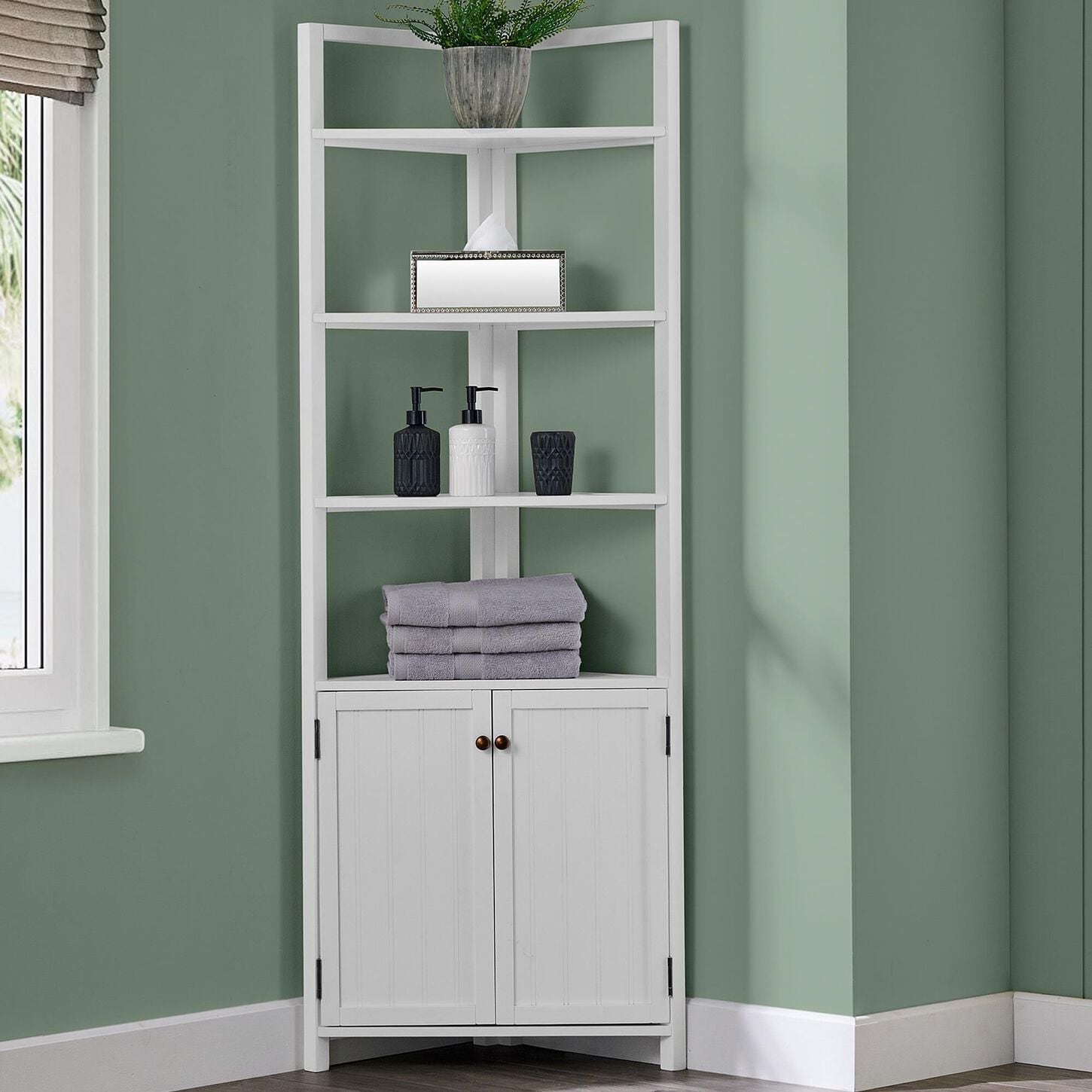 Timberlake Dover 68" Corner Storage Cabinet in White