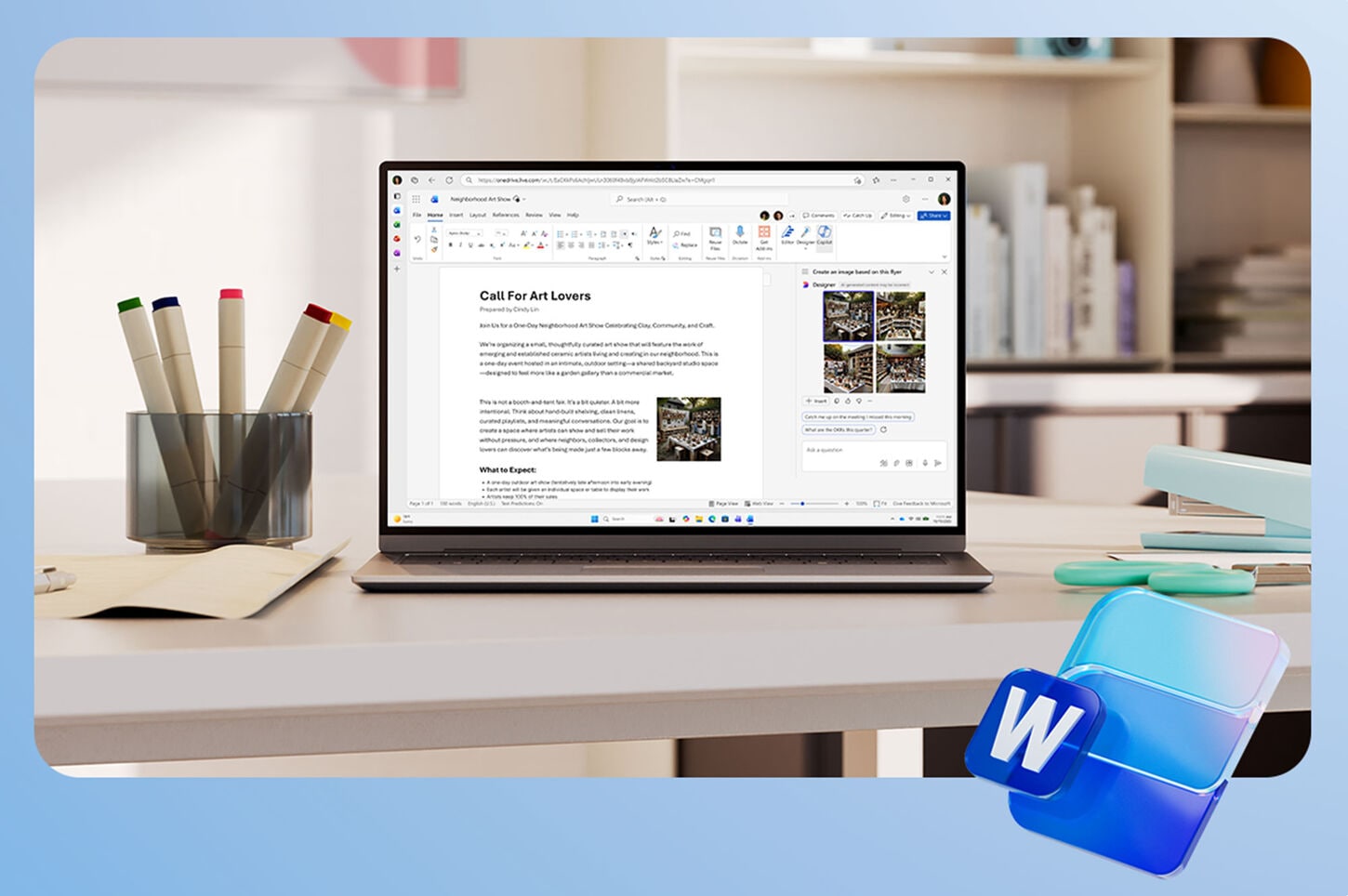 Microsoft word on laptop computer