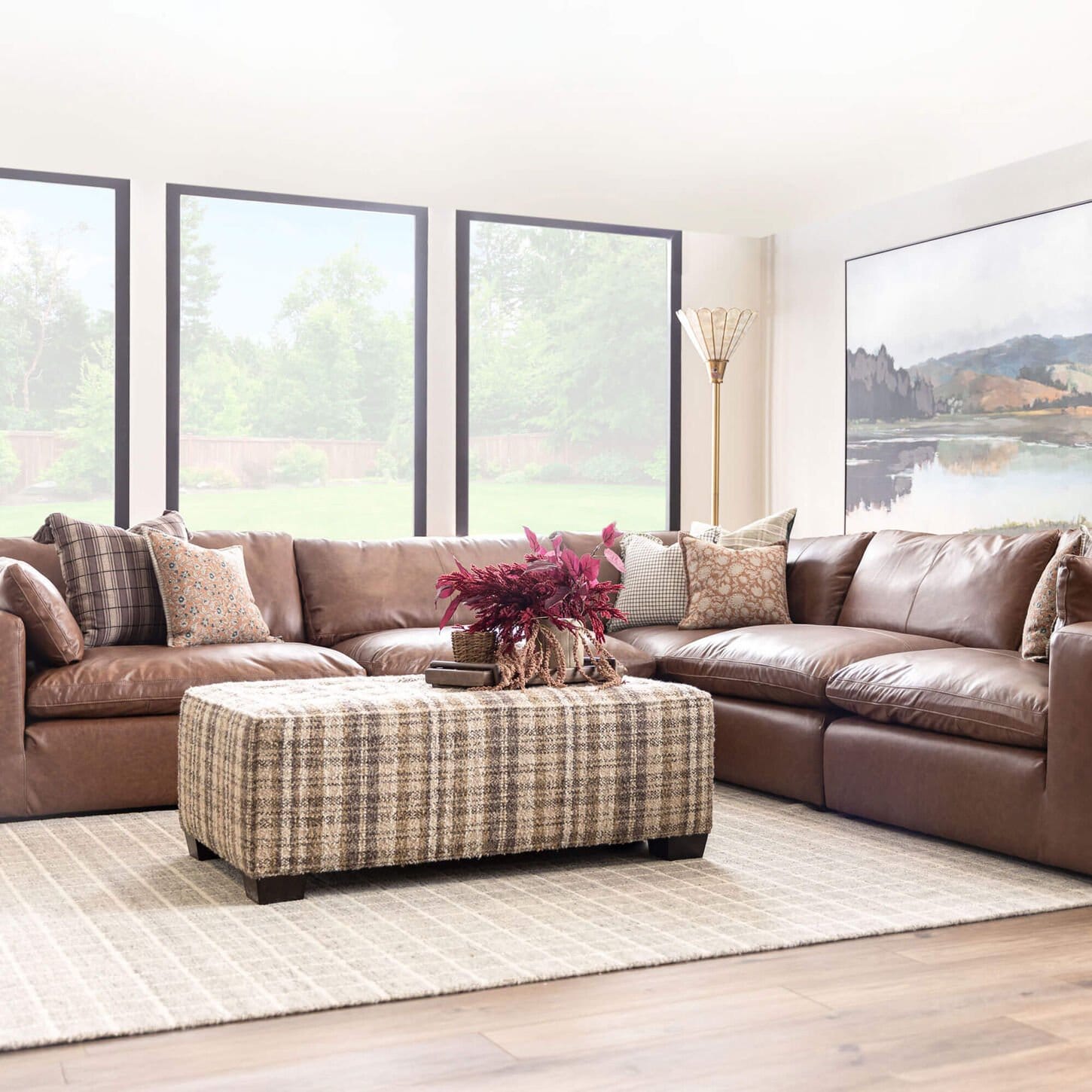 L-shaped sectional with cocktail ottoman