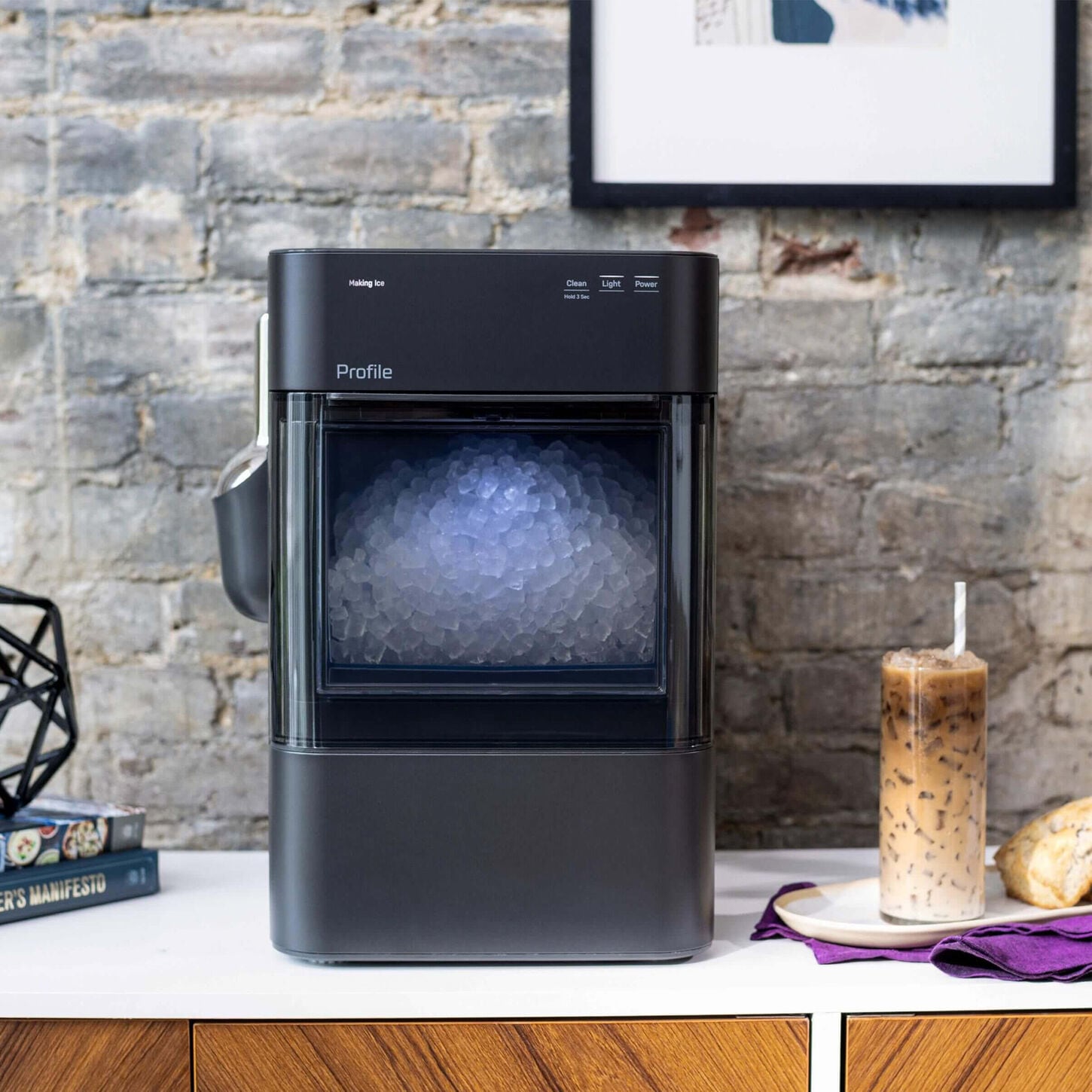 GE Profile Opal 2.0 Ultra Nugget Ice Maker with Scale Inhibiting Filter in Carbon Black