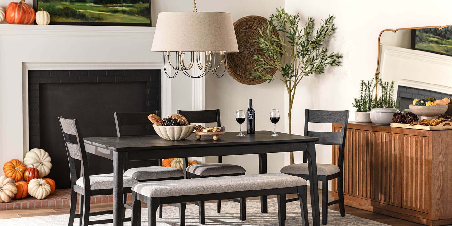 Mayberry Hill Garcia 6-Piece Dining Set with Bench in Black