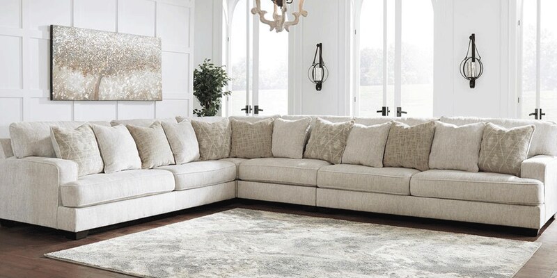 Signature Design by Ashley Rawcliffe 4-Piece Reversible L-Shaped Sectional Set in Parchment
                    