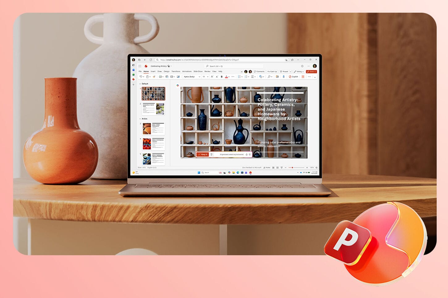 Microsoft Powerpoint on laptop