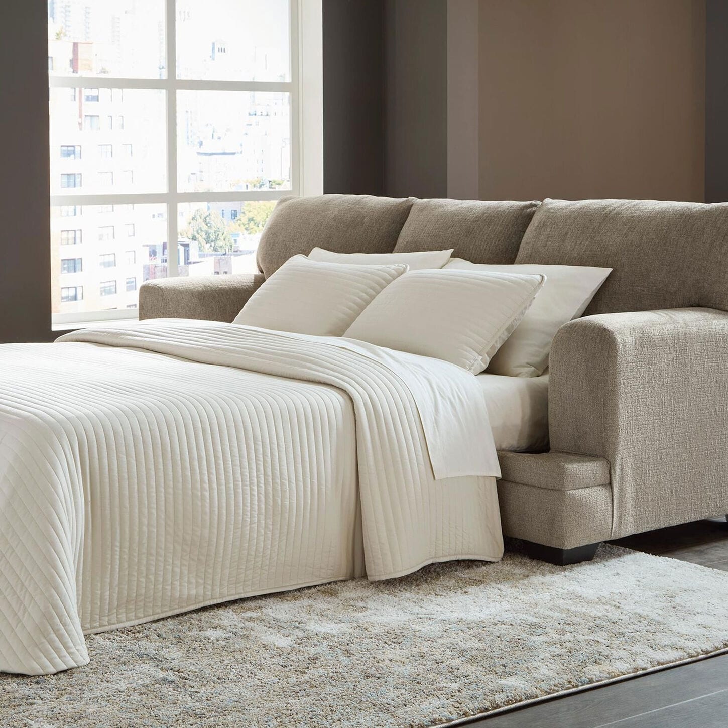 Ashley Stonemeade Stationary Queen Sofa Sleeper in Taupe