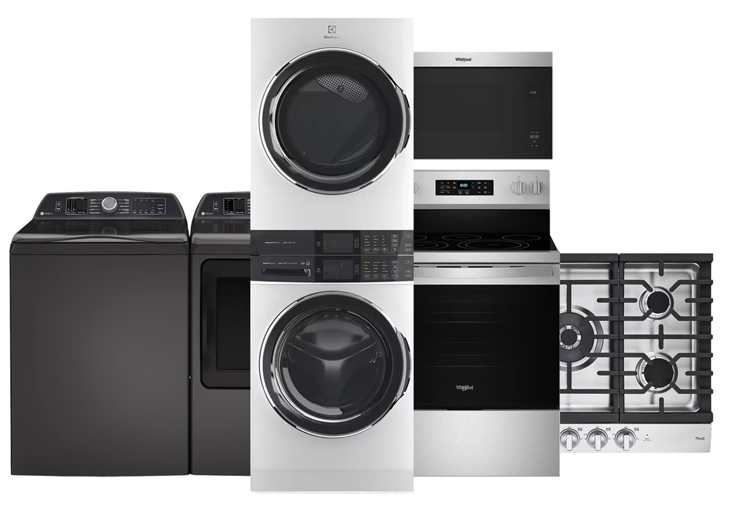 Laundry Pairs, Range, Microwave and Cooktop Image