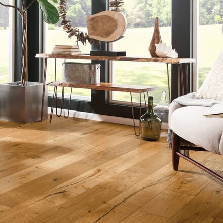 Soft golden colored hardwood flooring in a sitting area