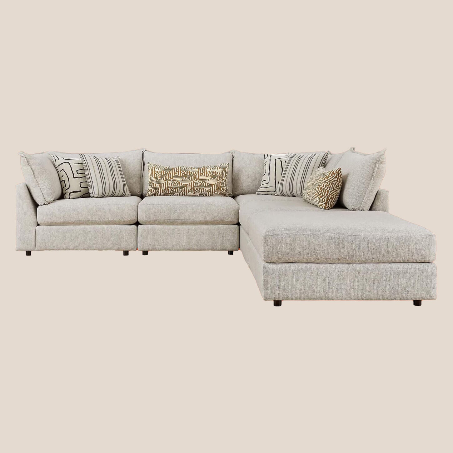 Fusion Furniture 5-Piece Modular L-Shaped Sectional in Durango Pewter