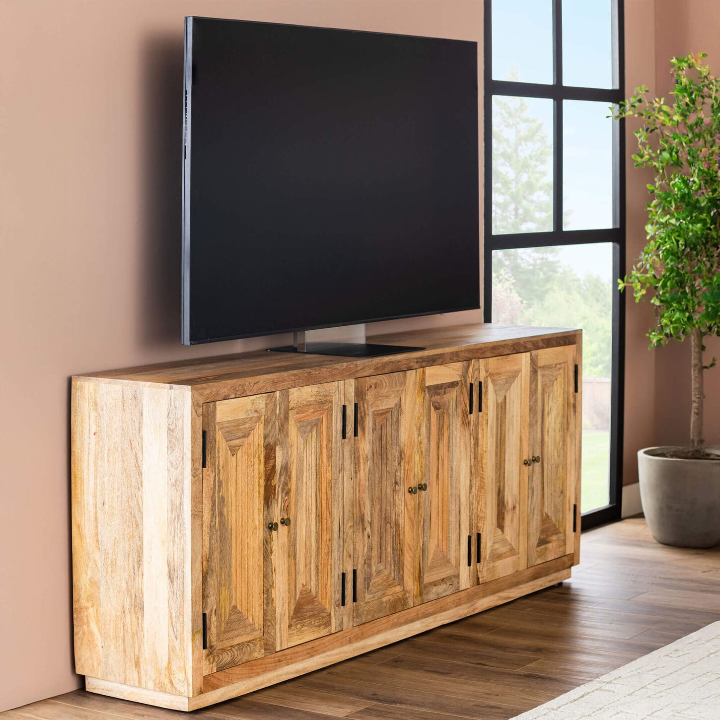 Tv on entertainment stand