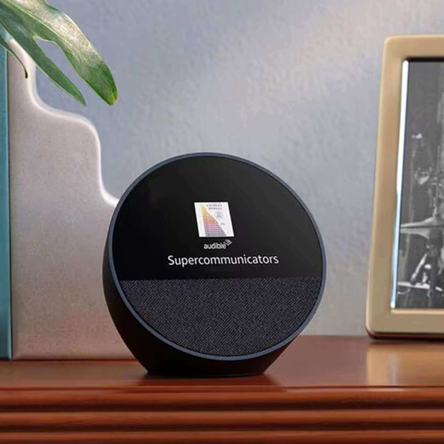 Smart speaker sitting on a deck