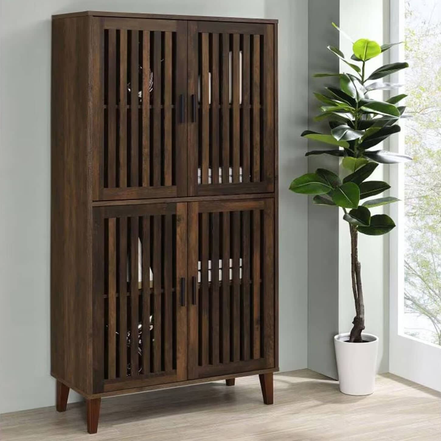 Pacific Landing Elouise Tall Accent Cabinet in Dark Pine