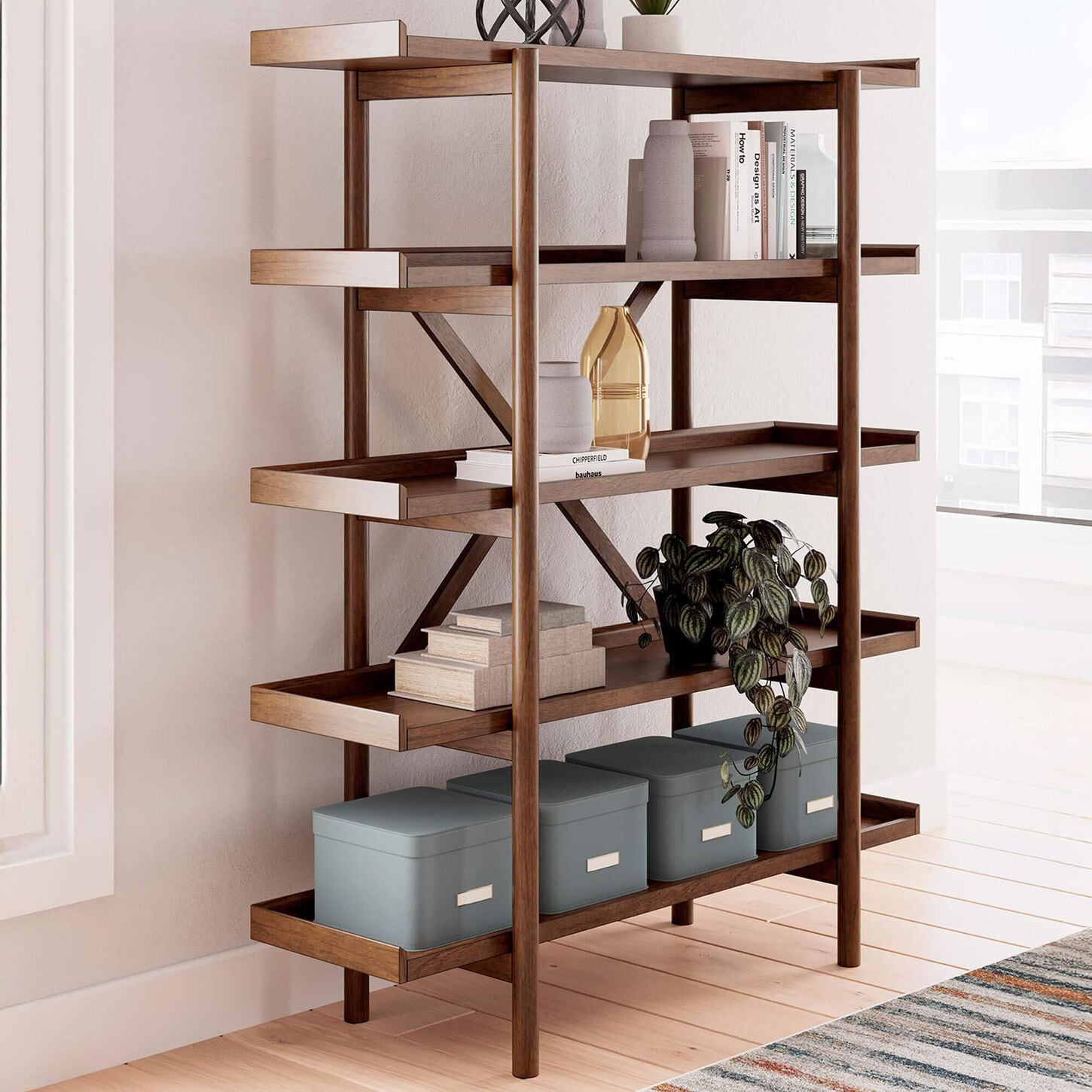 Ashley Lyncott 70" Bookcase in Brown
