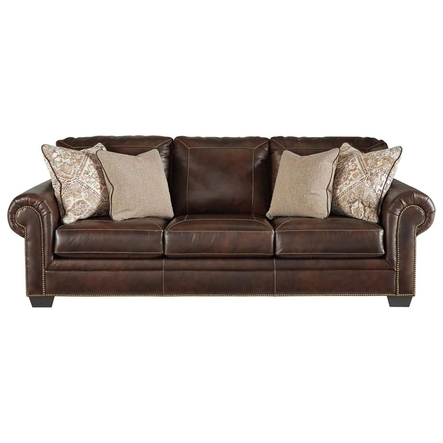 Dark brown leather sofa