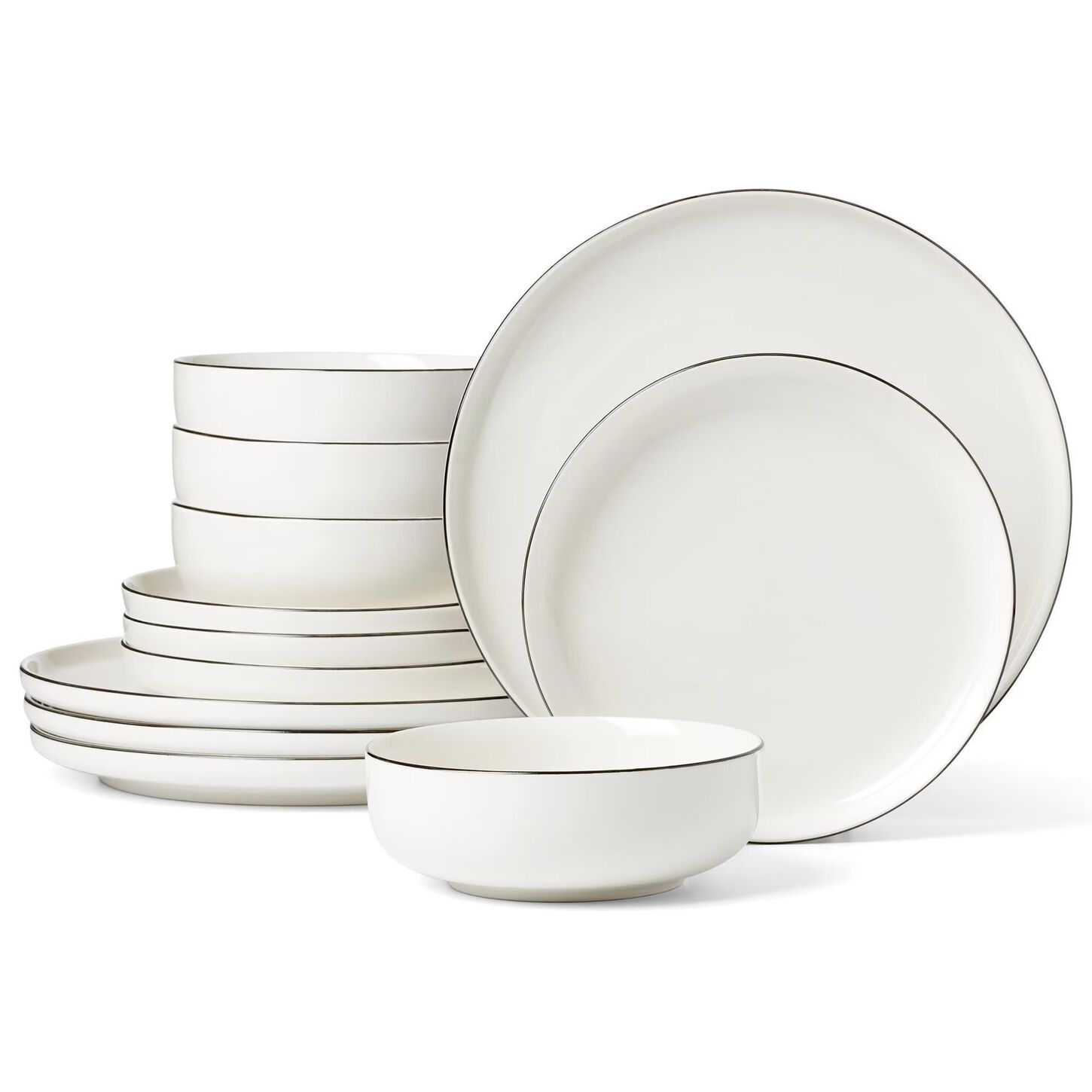 Oneida Entertain 365 12-Piece Dinnerware Set in White and Black