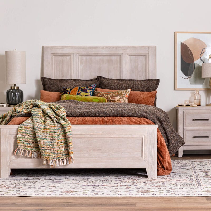Hawthorne Furniture Carlson Queen Panel Bed in Washed Linen