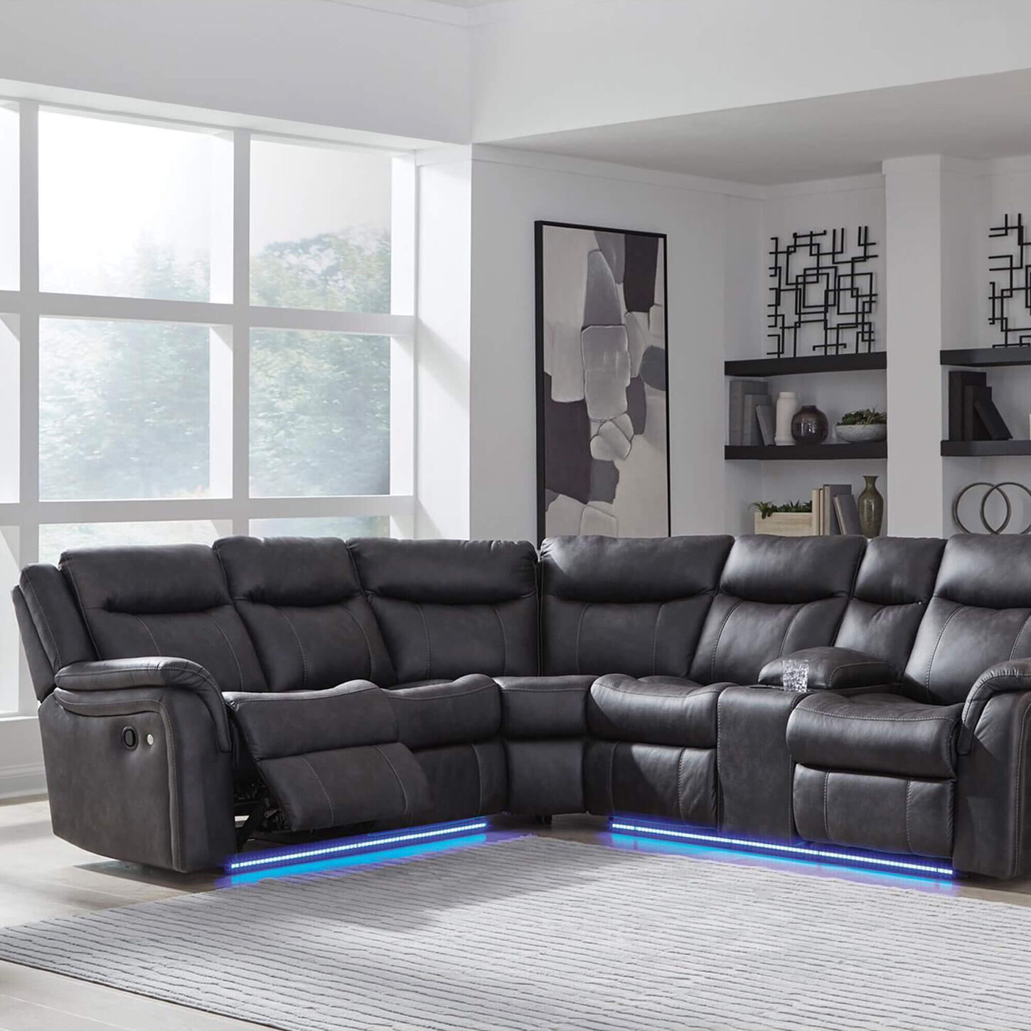 Ashley Sultan Meadow 2-Piece Manual Reclining Sectional in Carbon
