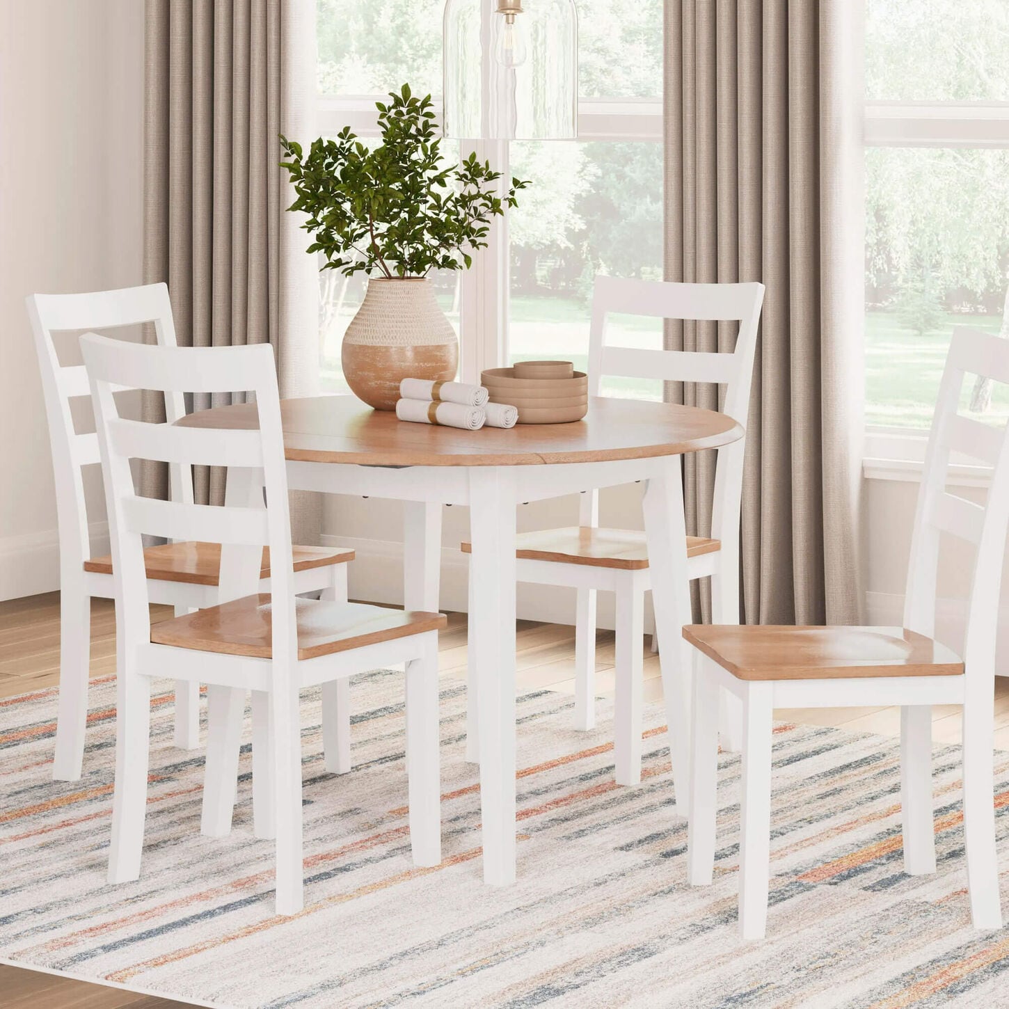 Ashley Gesthaven 5-Piece Dining Set in Natural and White