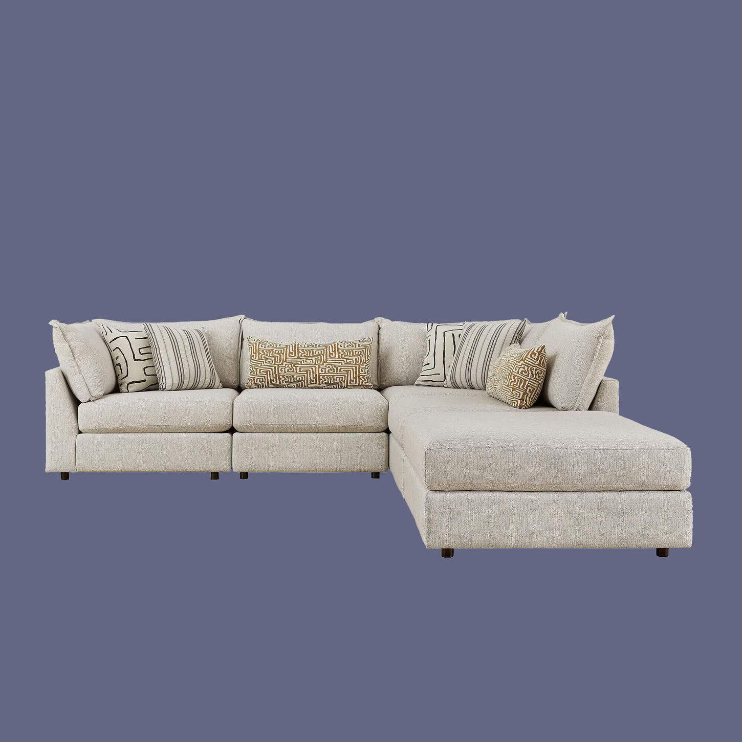 Fusion Furniture 5-Piece Modular L-Shaped Sectional in Durango Pewter