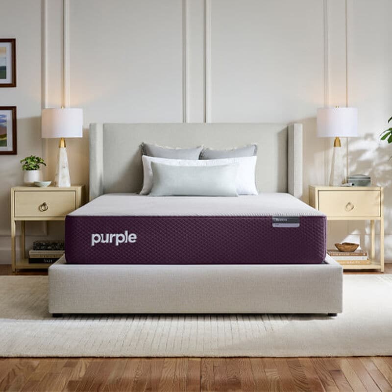 Purple Mattress in Bedroom Setting