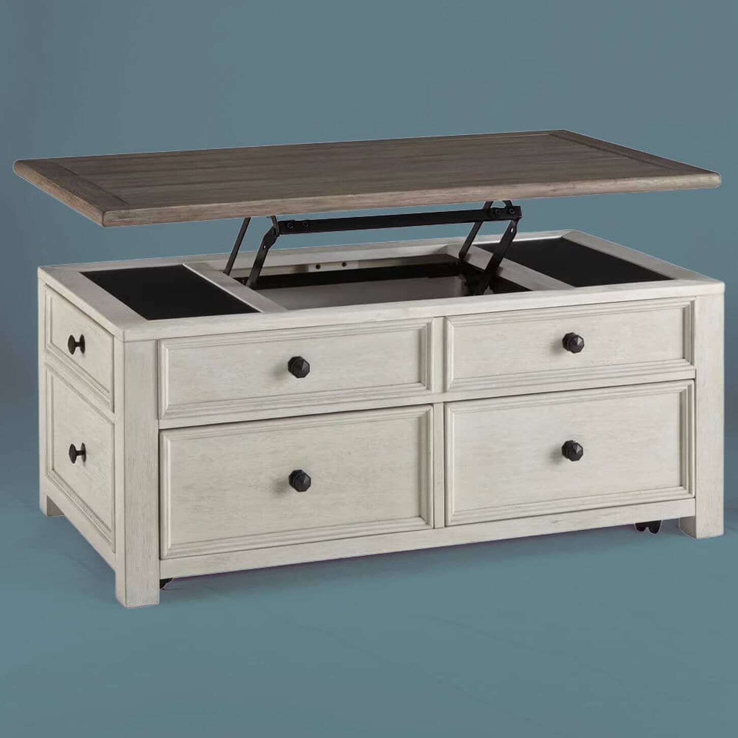 lift-top coffee table with lid up