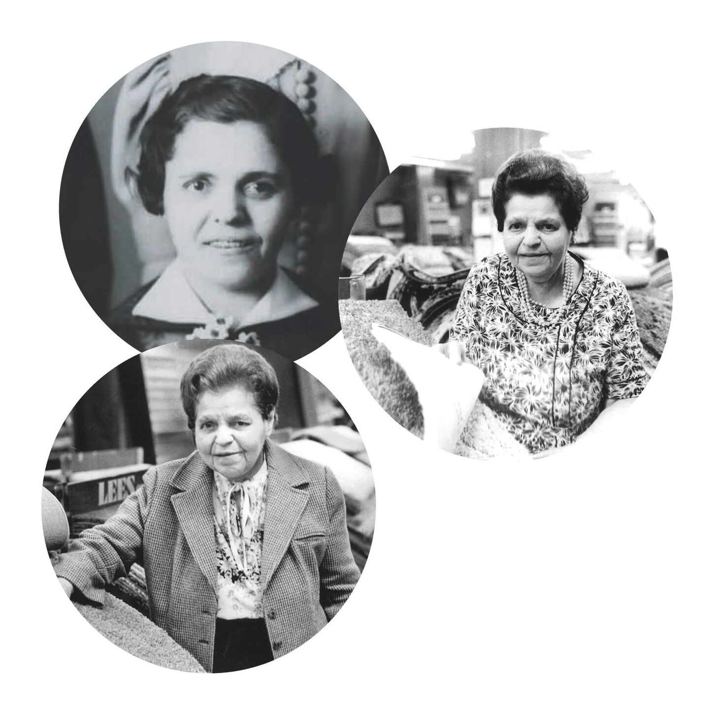 Compilation of three photos of Rose Blumkin