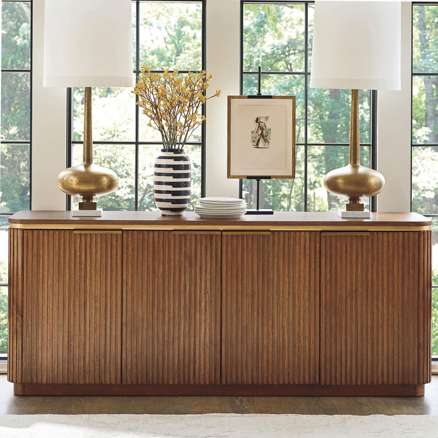 Lexington Home Brands La Costa 4-Door Las Palmas Buffet in Marisol and Satin Gold
