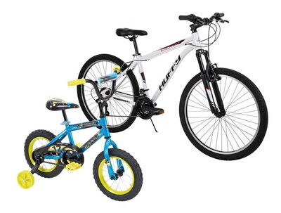 Huffy 26 inch Encrypt Men's Mountain Bike in White and Huffy 12 inch Pro Thunder Kid Bike in Blue