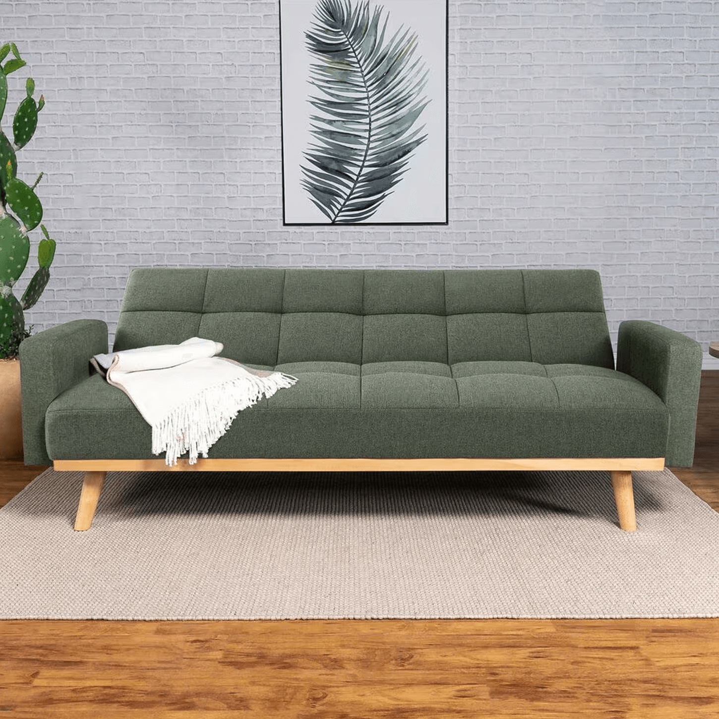 Pacific Landing Kourtney Push Back Convertible Sofa Bed in Sage Green