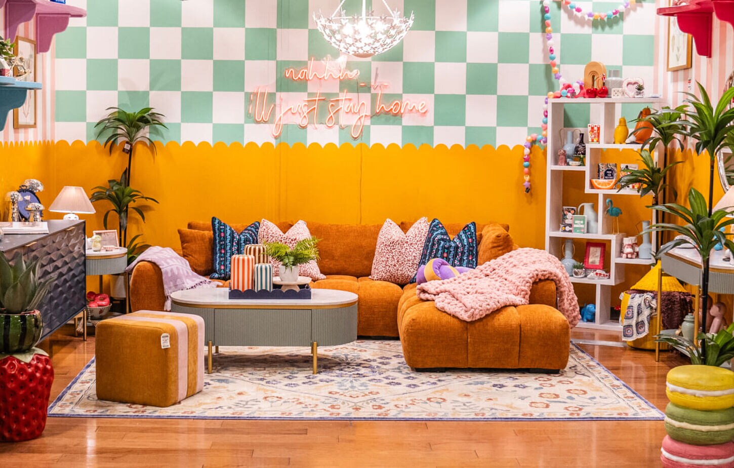 A creative spotlight at the Kansas City, Kansas store featuring colorful furniture