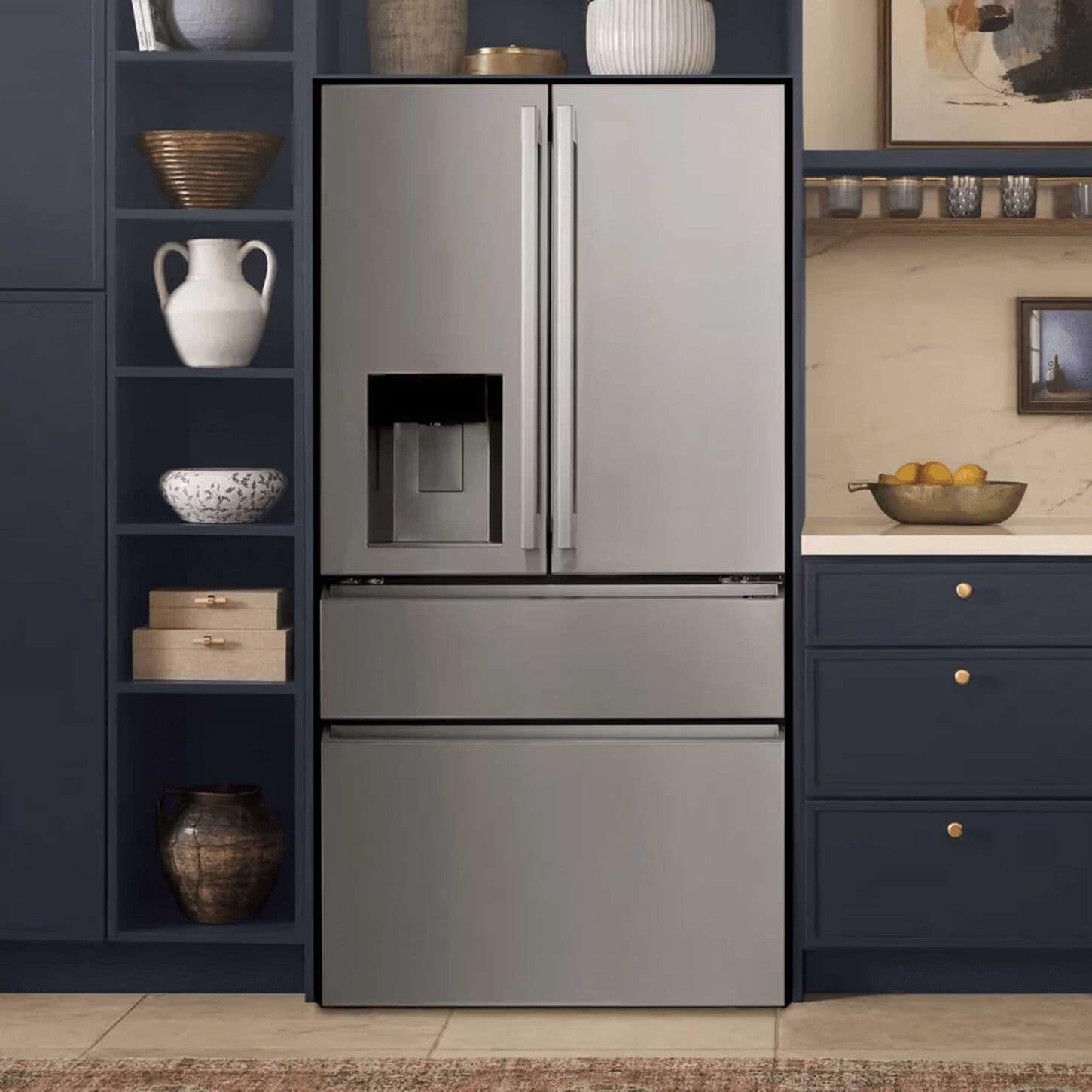 lg stainless steel refrigerator in kitchen
