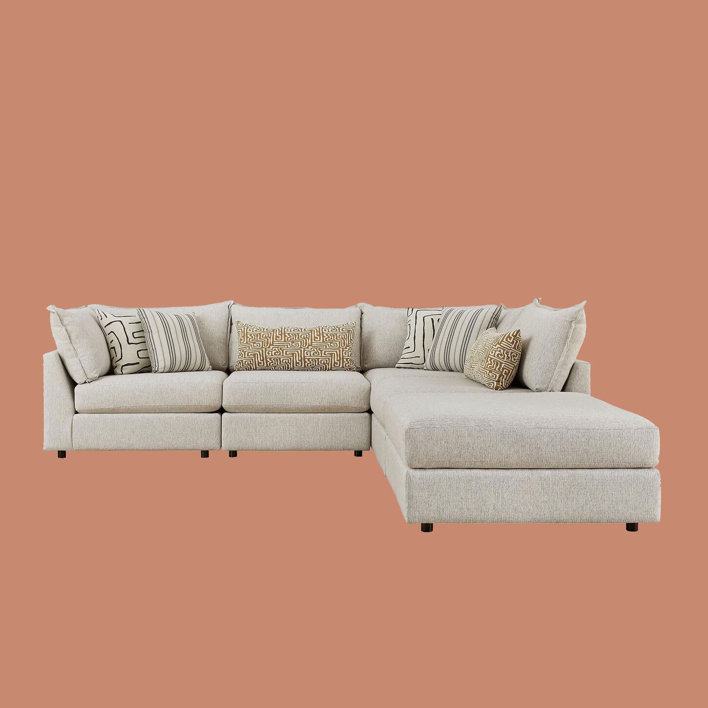 Fusion Furniture 5-Piece Modular L-Shaped Sectional in Durango Pewter