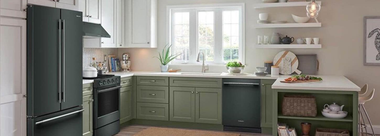 Whirlpool Black Appliances in a kitchen