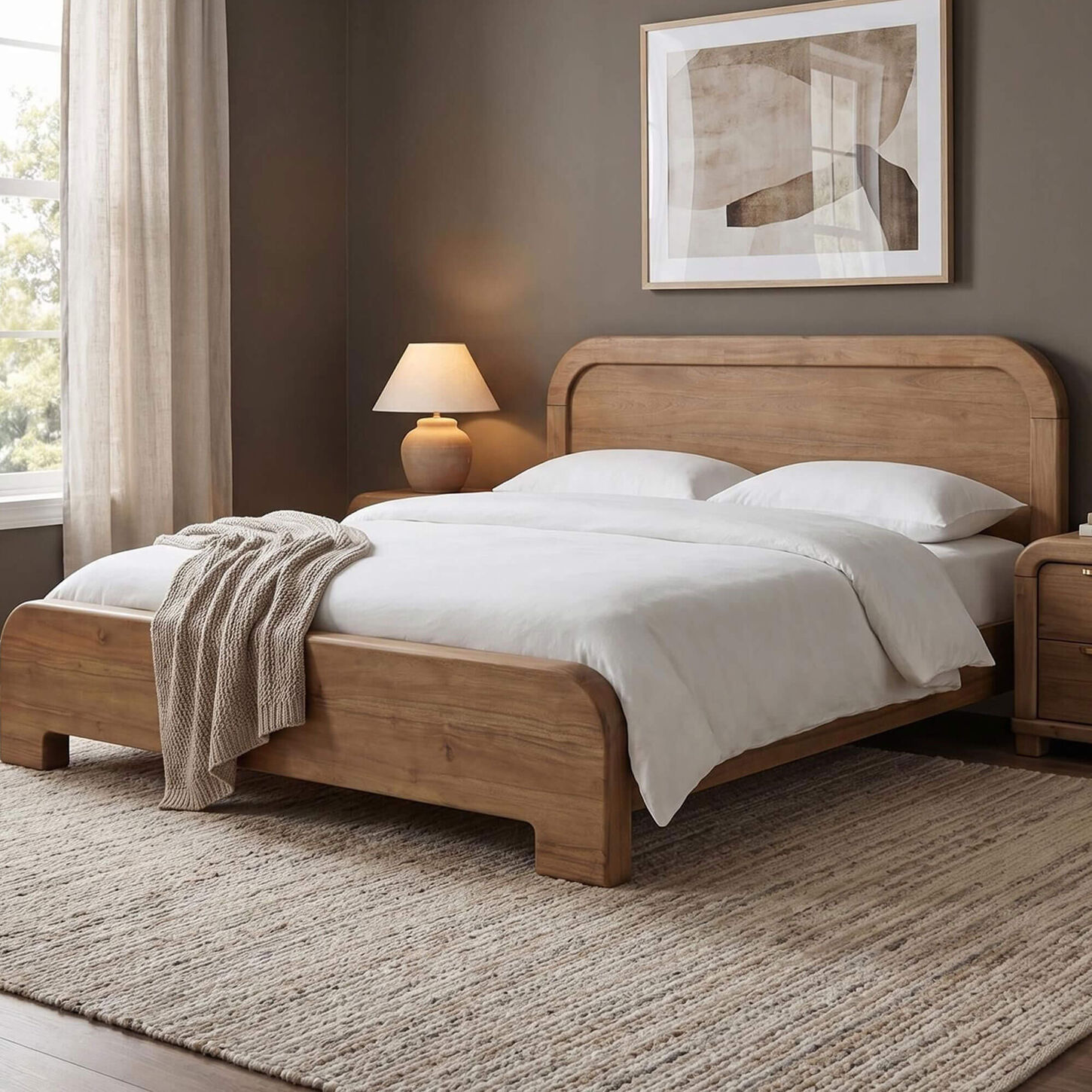 Urban Home Kione King Platform Panel Bed in Brown