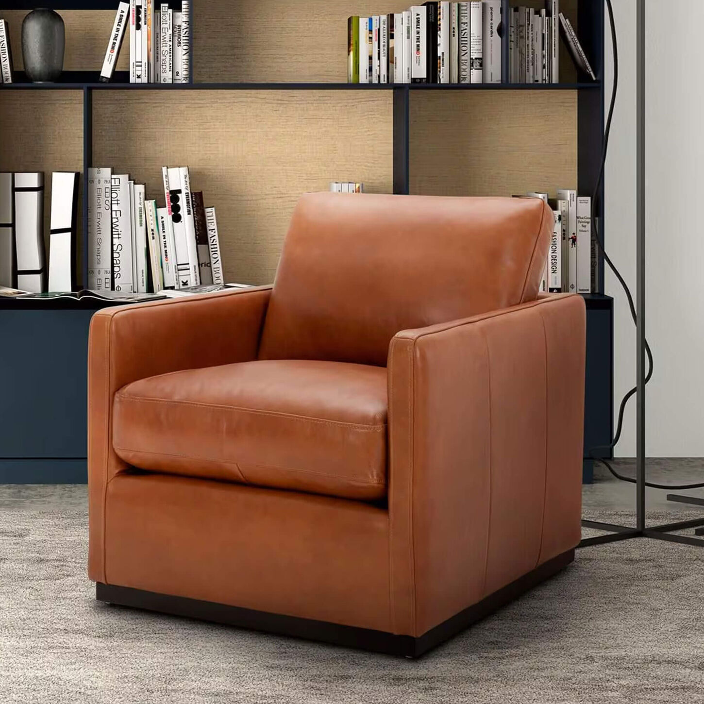 Interlochen Leather Accent Chair in Camel Brown