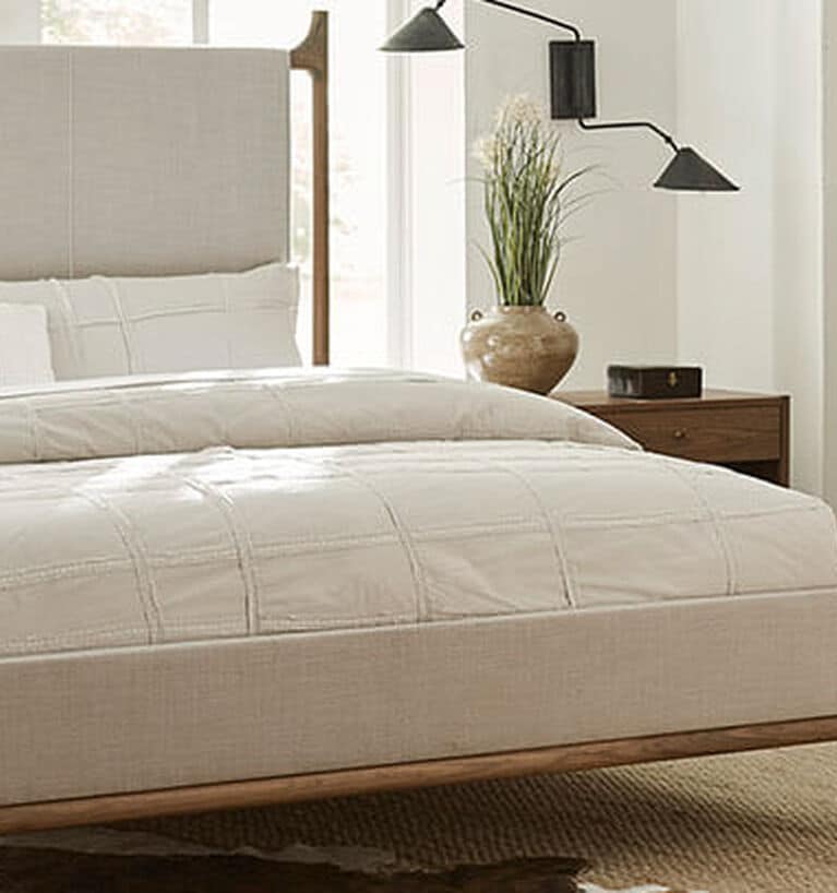 Stickley Furniture Walnut Grove Upholstered King Bed in Salvador Dove