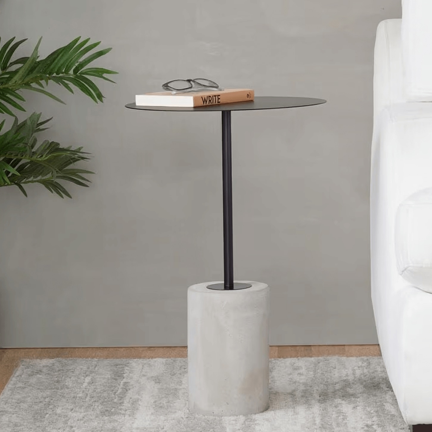Lumisource Symbol Side Table in Concrete and Black Steel