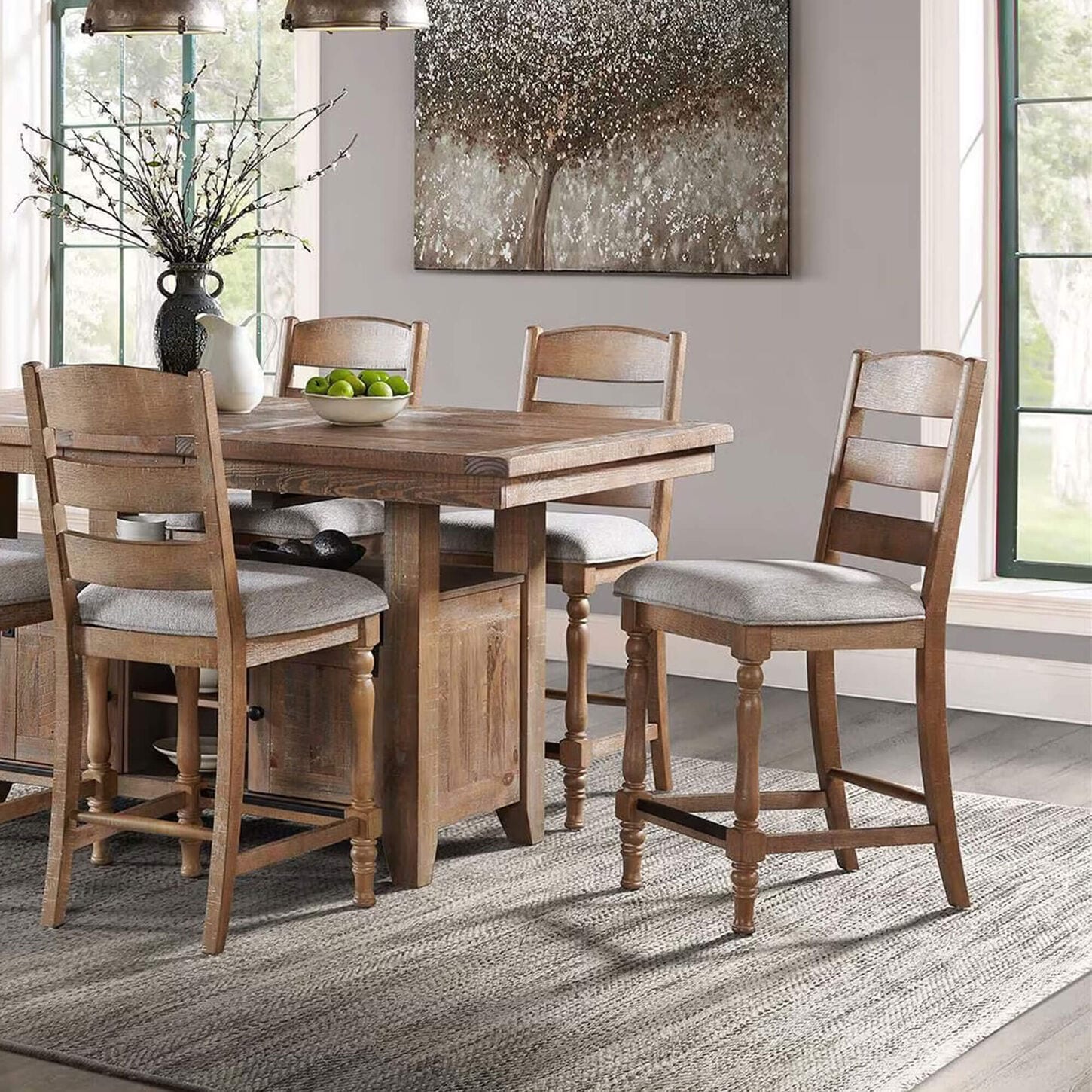 Hawthorne Furniture Highland Ladder Back Side Chair w/Cushion Seat in Rustic Sand Wash