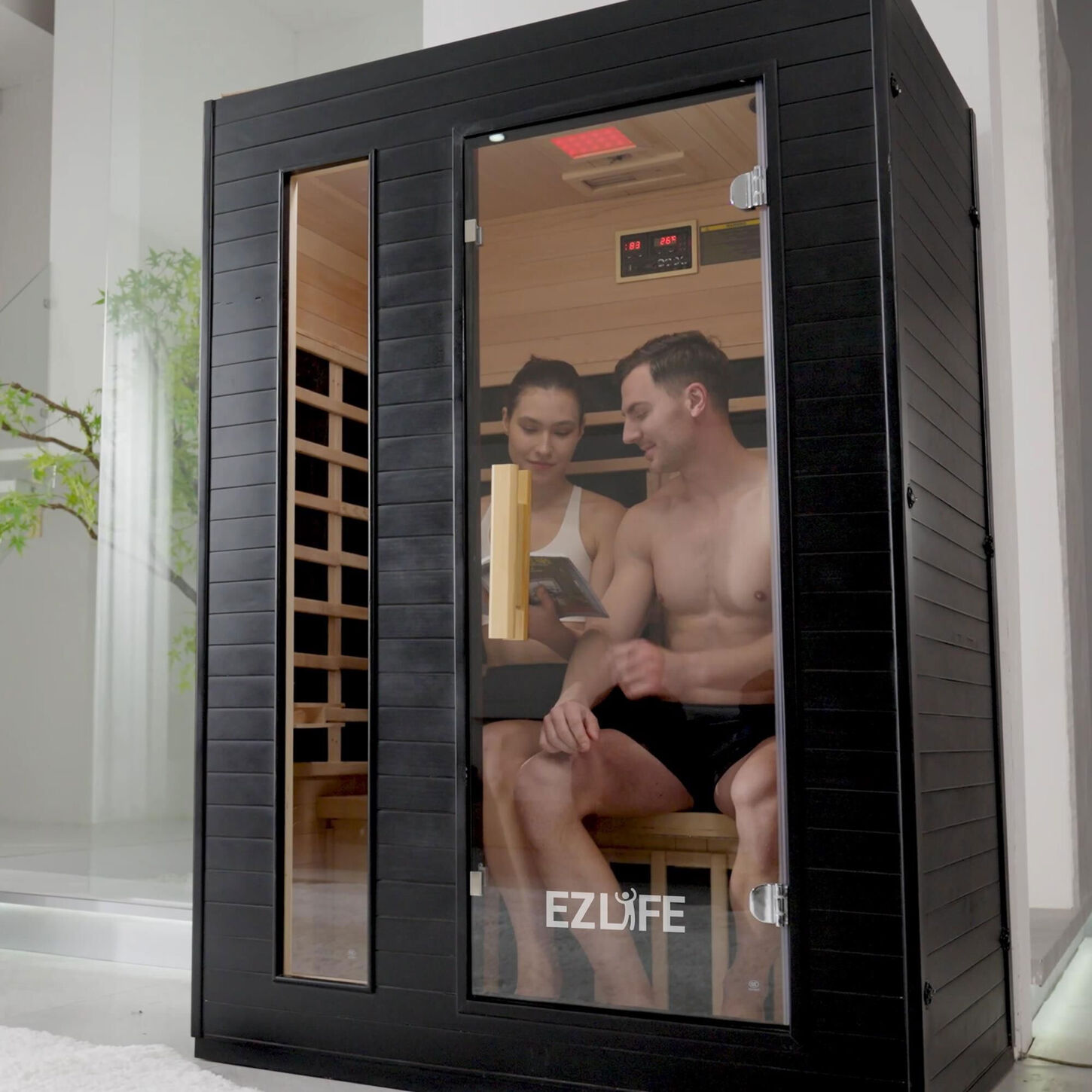 EZlife 2-Person Ultra-Low EMF Sauna in Charcoal Gray